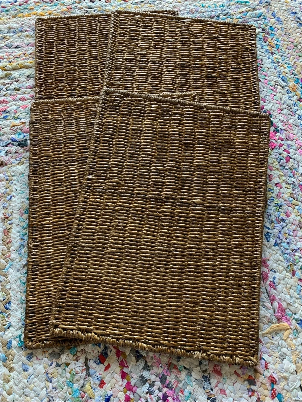 4 15x21” Rattan Placemats or Serving Trays reinforced with sturdy wire frame